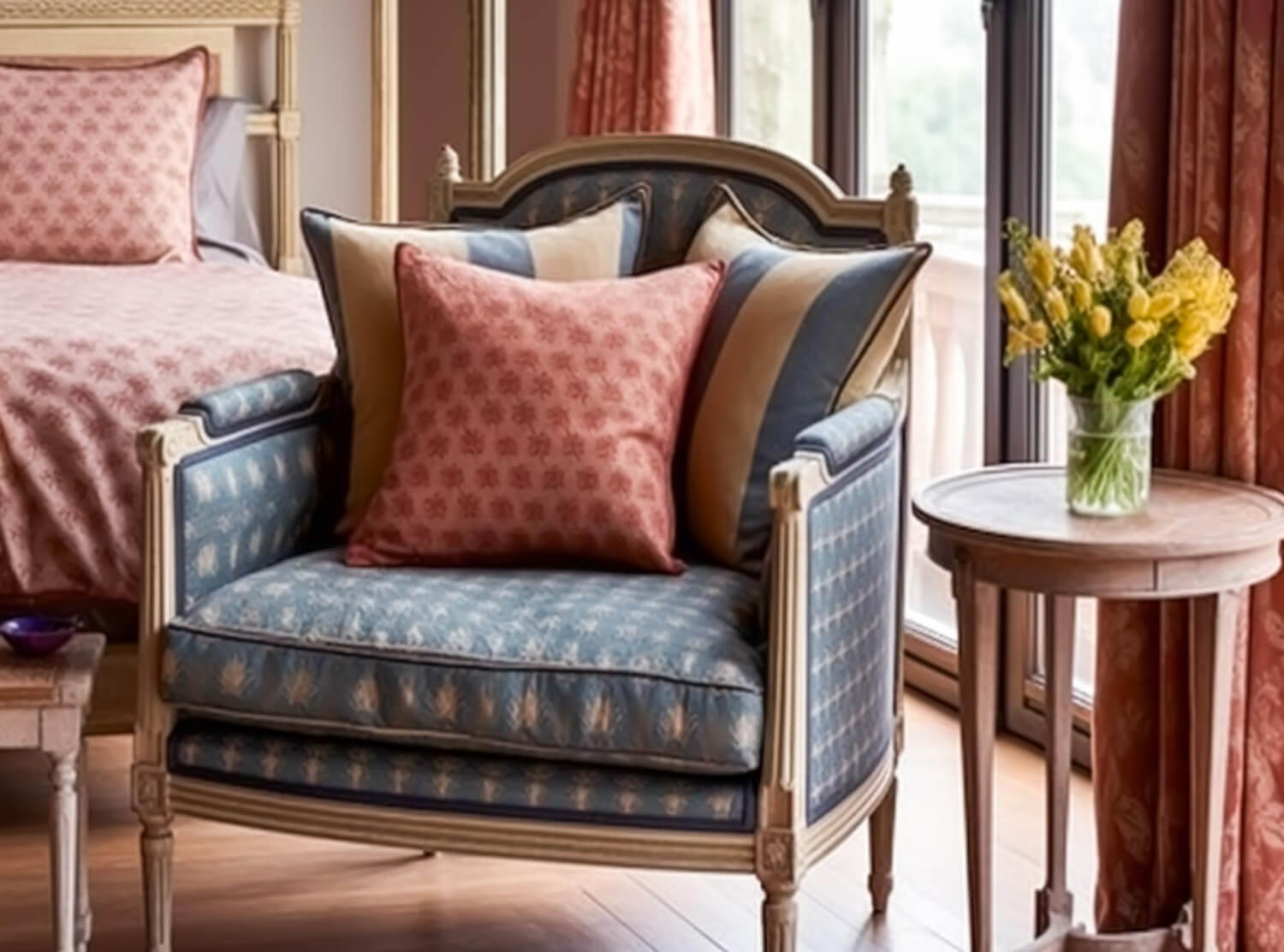 romantic furniture and patterns interior design